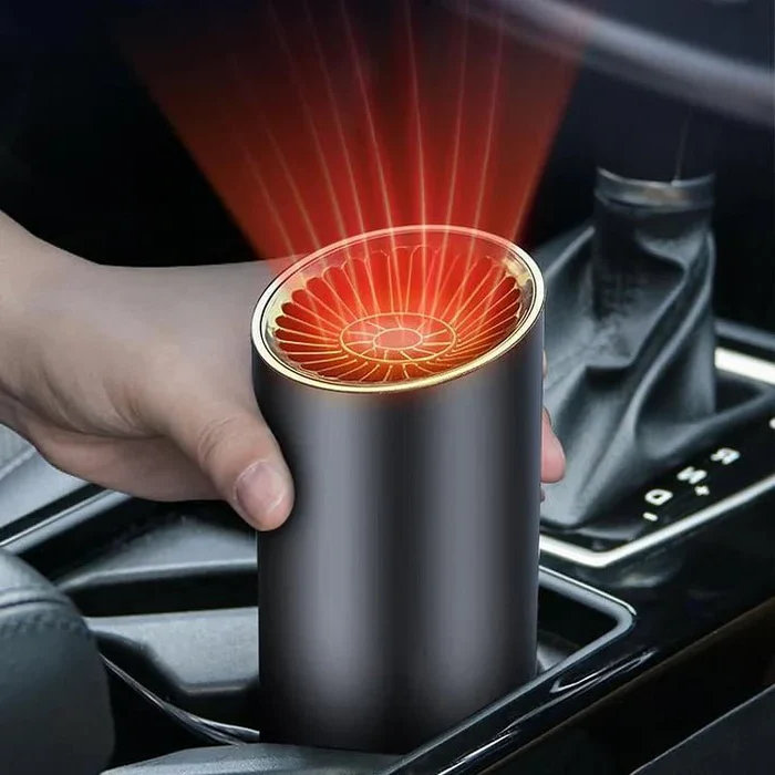 Auto Verwarming Bekerhouder 12V 150W – Compacte Voertuigkachel met 360° Draaibare Luchtstroom voor Snelle Opwarming en Ruitontdooiing