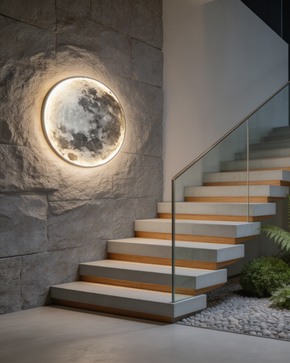 Maanverlichting Wandlamp LED met Reliëf 3D Sfeerverlichting Vollemaan Effect voor Slaapkamer Woonkamer Ontspanning Meditatie