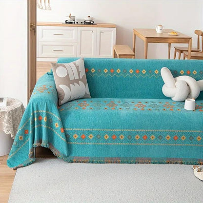 Bohemian bankhoes met anti-slip onderkant – stijlvolle meubelbescherming met kwastdetails
