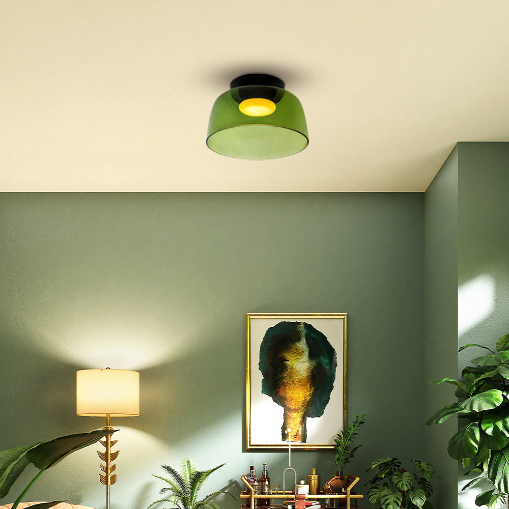 Design Glazen Plafondlamp met Gelaagde Structuur — Elegant Lichtspel voor Eetkamer, Woonkamer en Slaapkamer