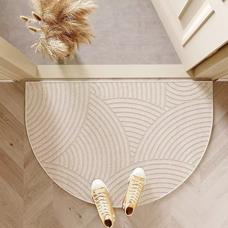 Halfronde Deurmat Buiten 60x90 cm Gestreept Antislip Voordeurmat Binnen Entree Terras Drempel Velvet Weerbestendig
