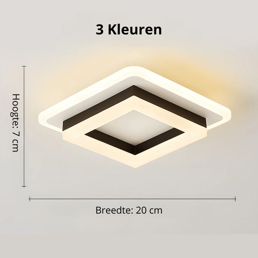 Vierkante LED Plafondlamp 1920 Lumen Zwart Wit Slaapkamer Hal Woonkamer Moderne Plafonnière Geometrisch Design Verlichting Binnen
