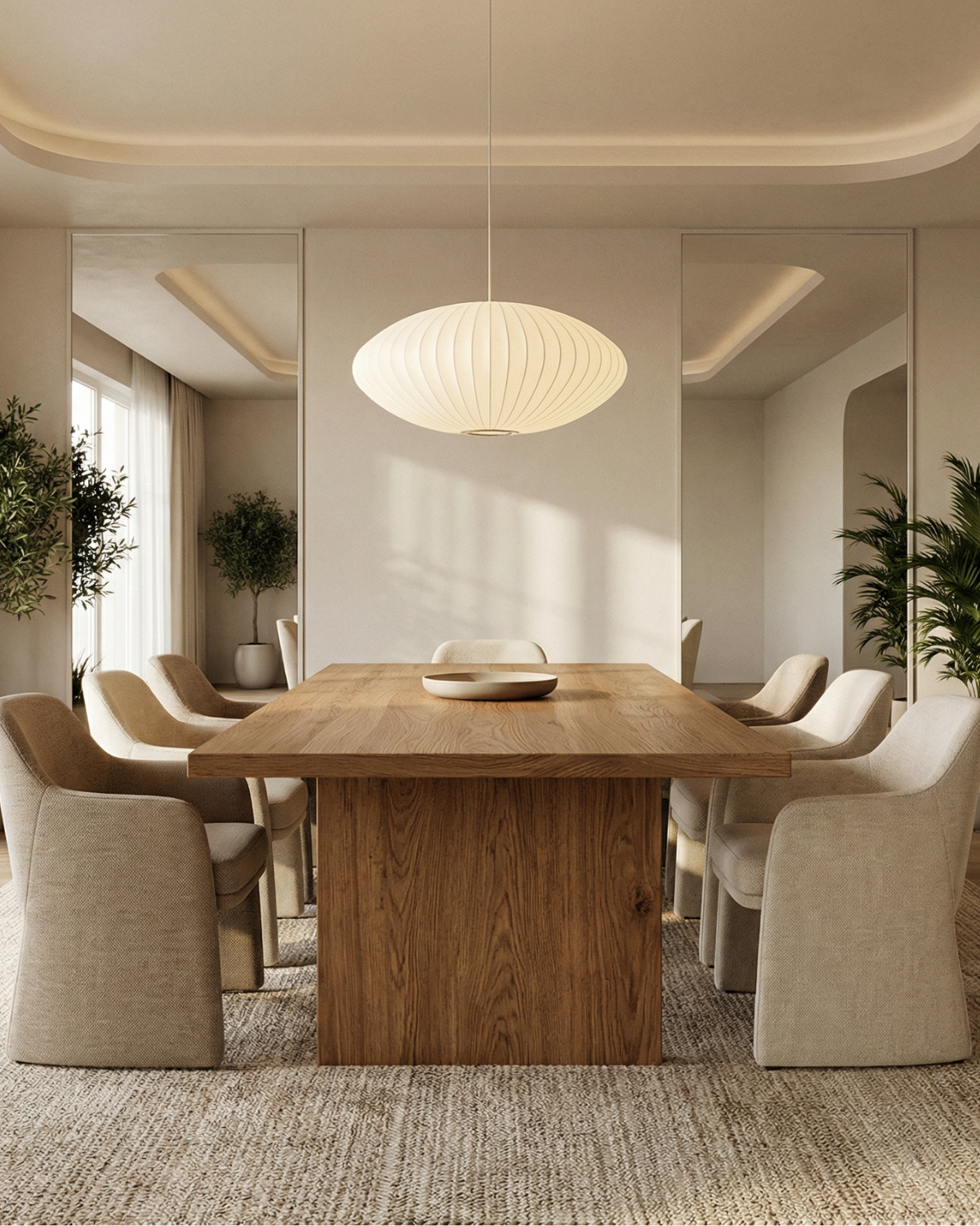 Moderne Ronde Hanglamp Met Geribbelde Kap En Warme Sfeerverlichting