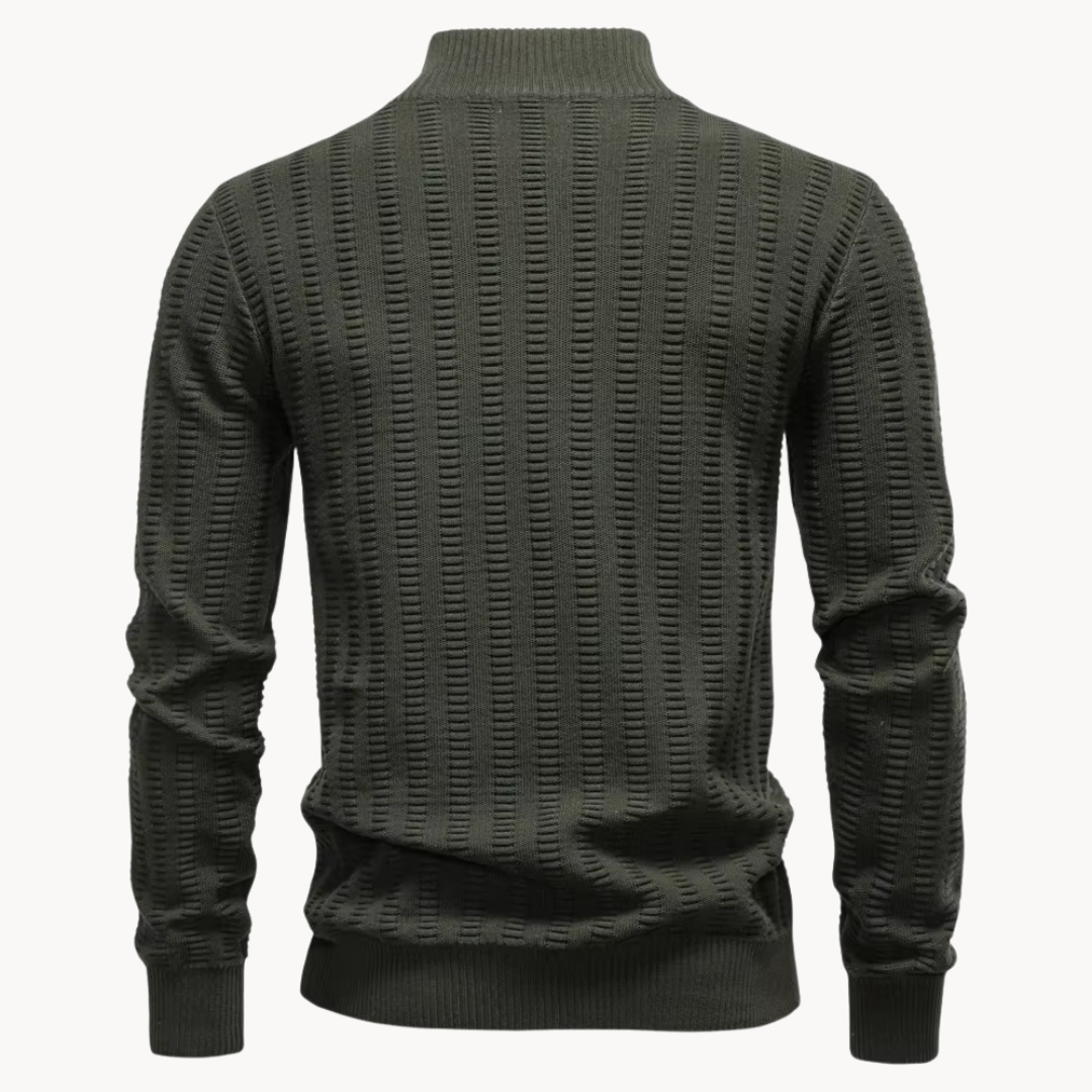 Heren Trui Katoen Quarter-Zip Met Textuur