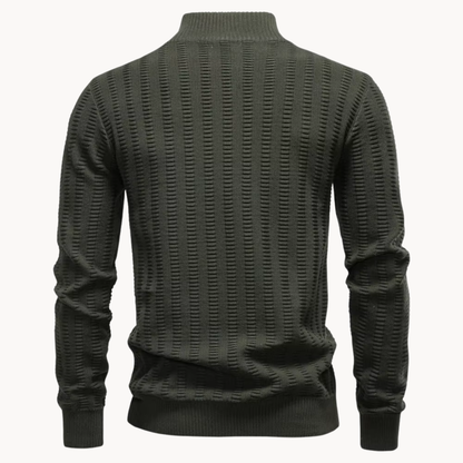 Heren Trui Katoen Quarter-Zip Met Textuur
