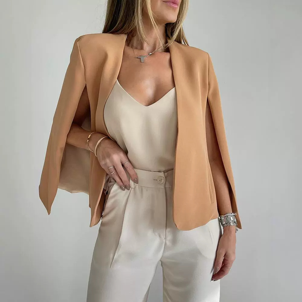 Dames Jas Sjaal Kraagloos Elegant Minimalistisch Design