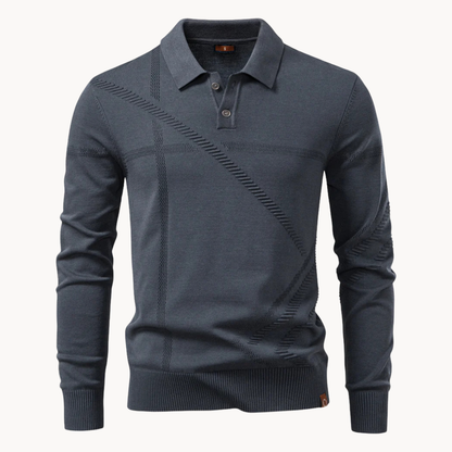 Heren Polo Shirt Gebreid met Subtiele Structuur