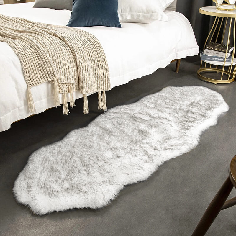 Vloerkleed Schapenvacht Imitatie Pluizig Antislip 60x120cm Slaapkamer Woonkamer Zacht