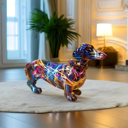 Teckel Beeldje Resin Multicolor Woonkamer Decoratie Hond Sculptuur Kunst Beeld Modern Interieur Accessoire