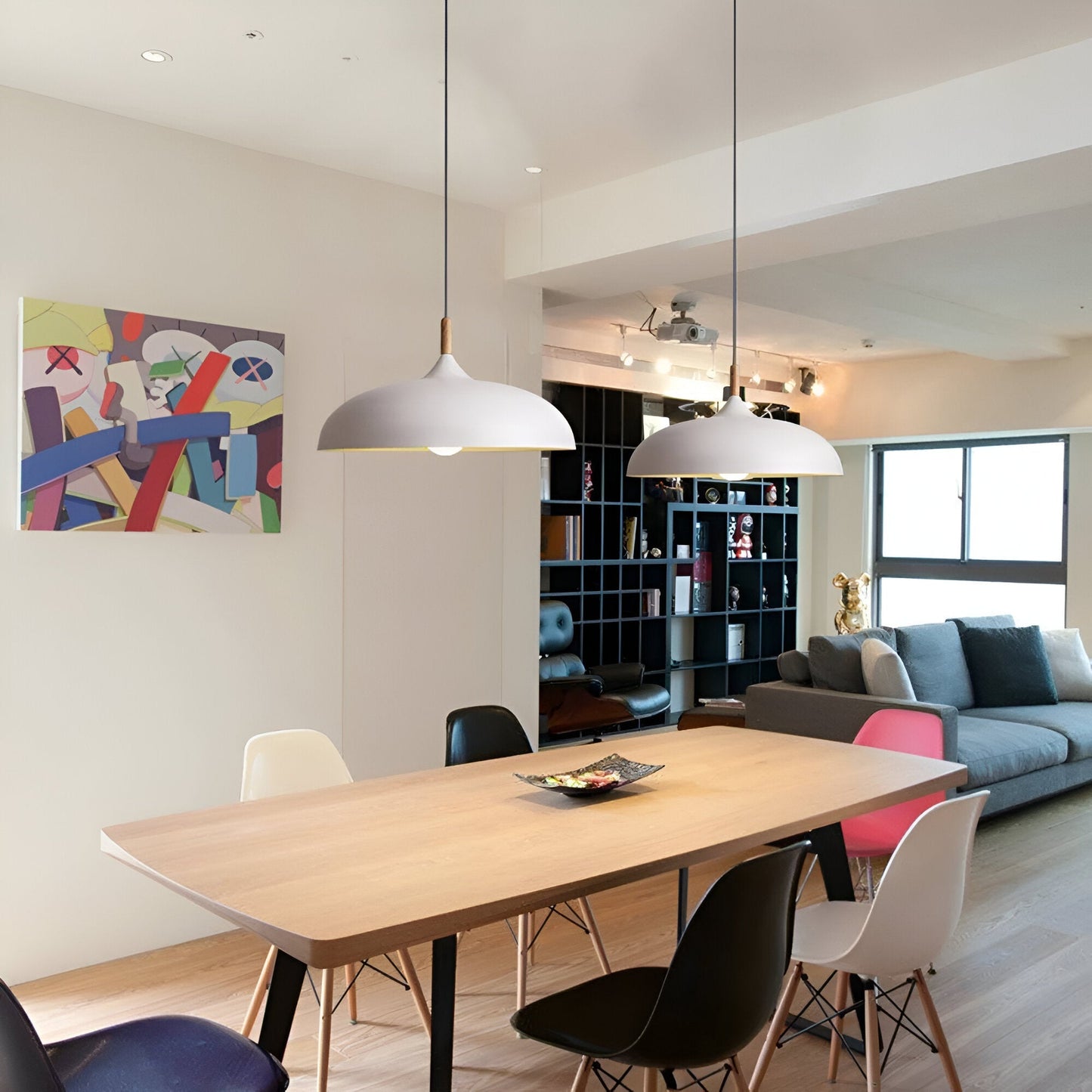 Hanglamp Hout IJzer Scandinavisch Japandi Rond E27 Ø35 Ø60 Eetkamer Keuken