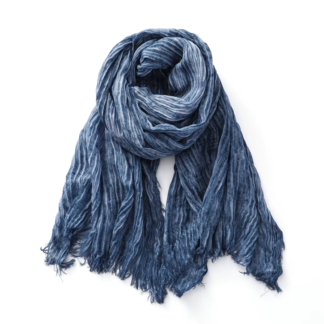 Katoenen Sjaal met Textuur en Linnen Look