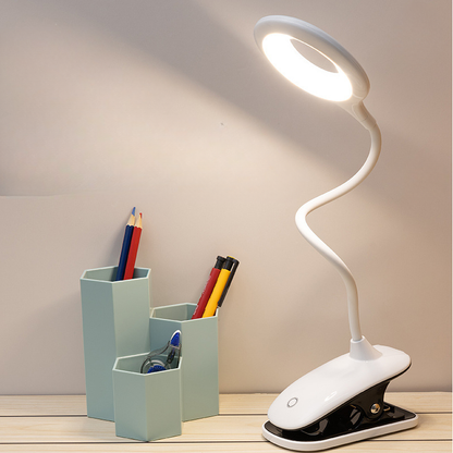 USB Oplaadbare Clip-On Leeslamp met Flexibele Zwanenhals en Dimbaar Licht | Bureauleeslamp | Studielamp | Bedlampje Lezen | Verstelbare Klem | Oplaadbaar