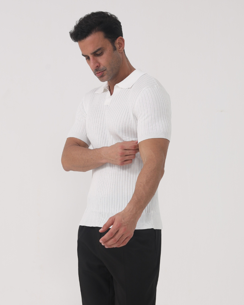 Mannen Poloshirt Katoen V-hals Casual Rib