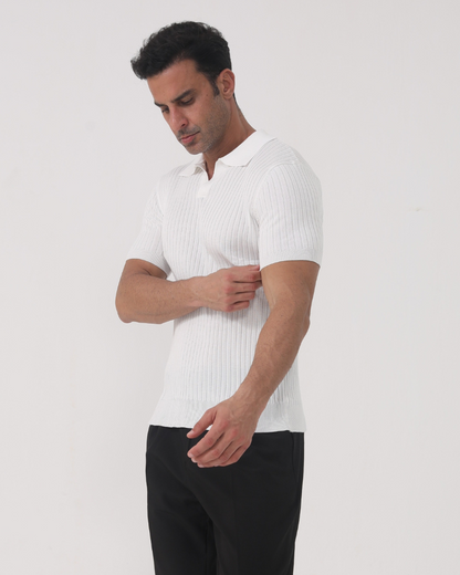 Mannen Poloshirt Katoen V-hals Casual Rib