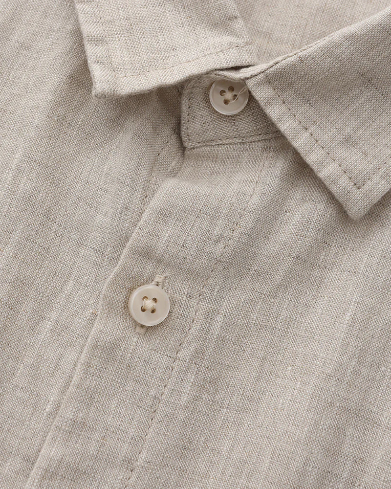 Heren Zomer Shirt Linnen Korte Mouwen met Borstzak