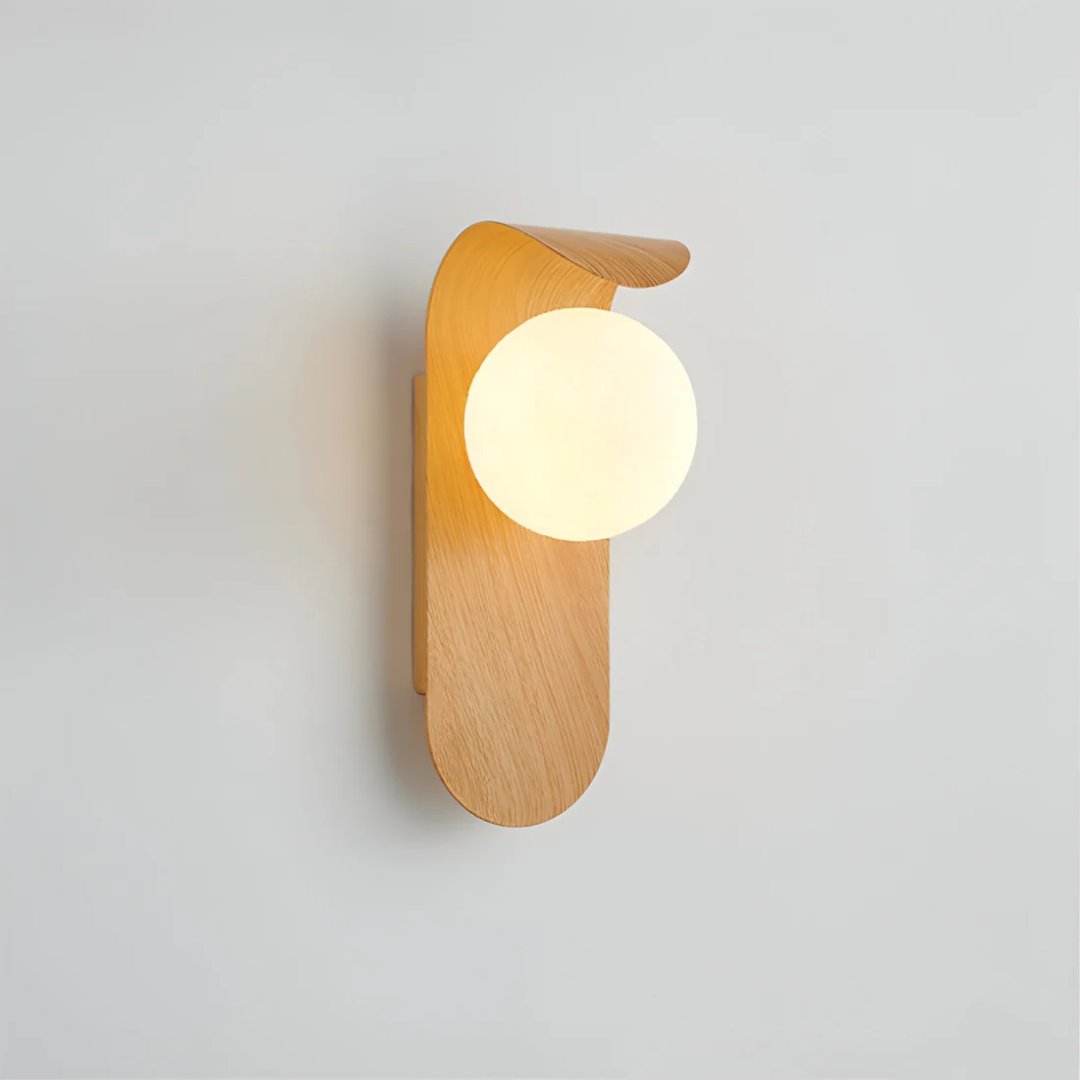 Wandlamp Hout Scandinavisch Globe LED 1 Licht 25cm Modern Design