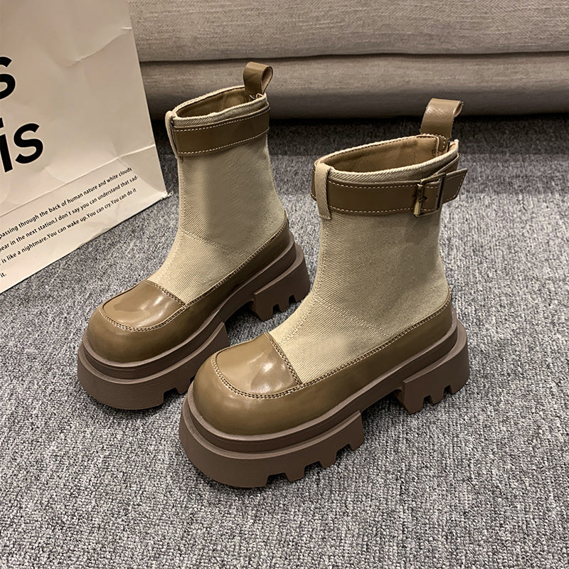 Dames Enkellaarsjes Plateauzool Comfortabele Schoenen