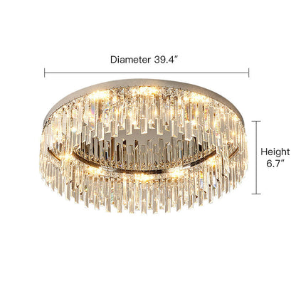 Kristallen Plafondlamp Rond Modern Flush Mount Chroom E12 Dimbaar Woonkamer Slaapkamer