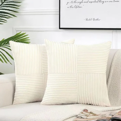 Sierkussen Pluche 45x45cm Geribbeld Met Rits Bank En Bed