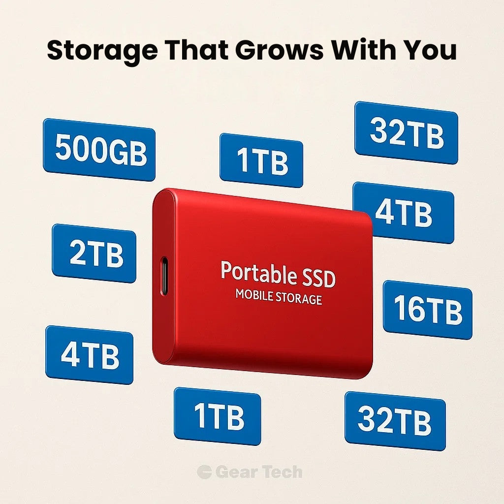 Externe SSD Harde Schijf 500 GB tot 32 TB USB 3.0 Draagbare Opslag Zwart Rood Blauw