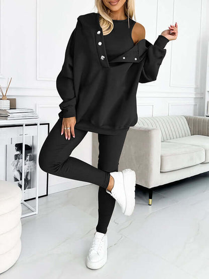 Dames Hoodie Set Fleece - Zachte Joggingbroek en Trui met Capuchon