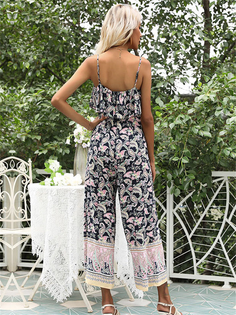 Vrouwelijke Jumpsuit Bloemenprint Zomerse Jurk