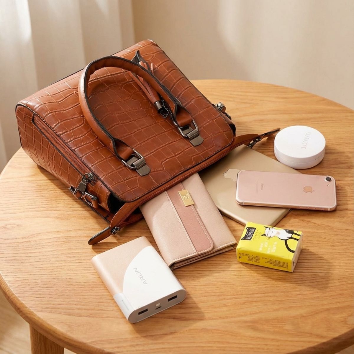 Vierdelige Leren Tassenset Dames Handtas Schoudertas Portemonnee Compacte Tas Kunstleer Elegant Praktisch