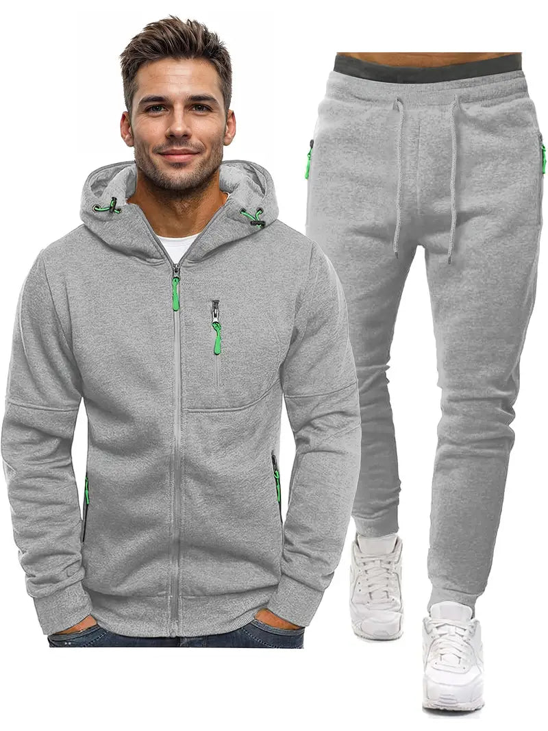 Heren Trainingspak 2-Delig - Sportieve Joggingbroek met Lange Mouwen