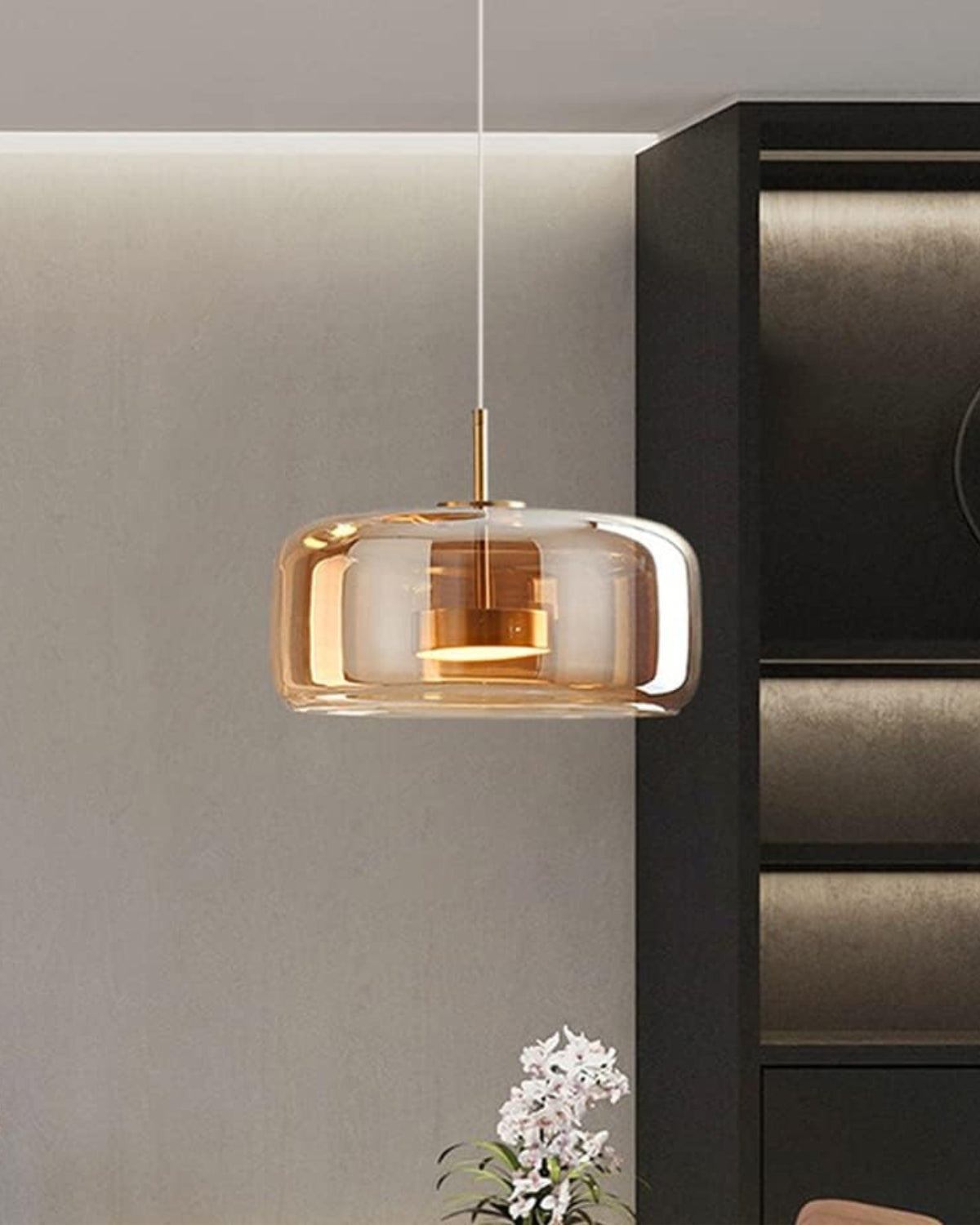 Hanglamp Rookglas met LED Verlichting Goud Zwart Amber Dimbaar Eetkamer | Scandinavische Glazen Plafondlamp Metalen Finish Keukeneiland Moderne Verlichting Woonkamer Design