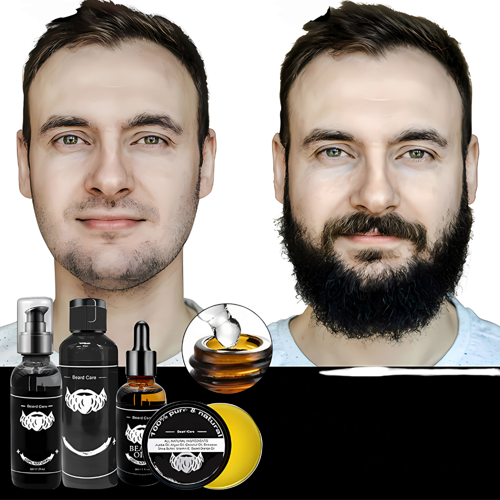 Complete Baardverzorgingsset voor Mannen met Baardborstel, Olie, Conditioner en Dermaroller