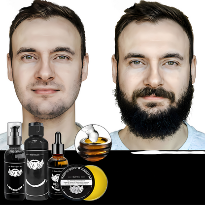 Complete Baardverzorgingsset voor Mannen met Baardborstel, Olie, Conditioner en Dermaroller