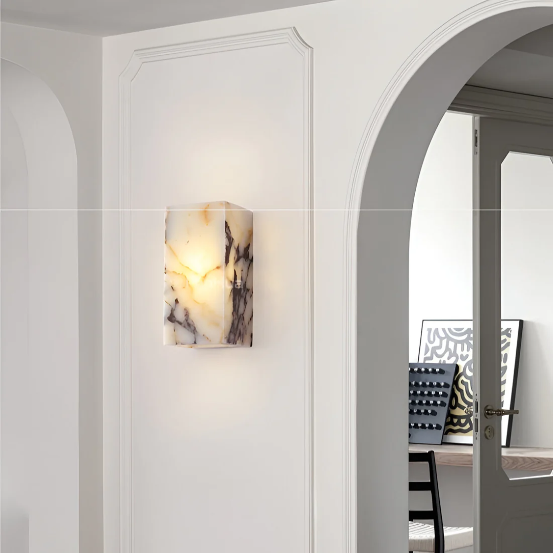 Natuurstenen Wandlamp met Warme LED-Verlichting – Waterdicht Design voor Woonkamer, Slaapkamer & Badkamer