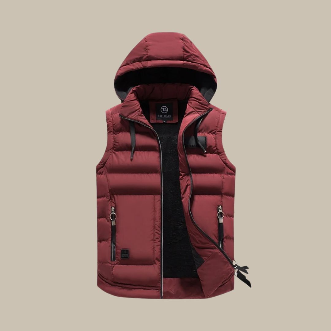 Heren Donzen Vest Zwart Met Capuchon Warm en Stijlvol