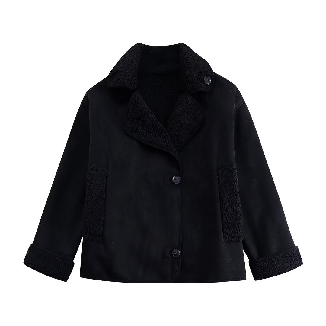 Dames Pilotenjas Teddy Voering Oversized met Knopen