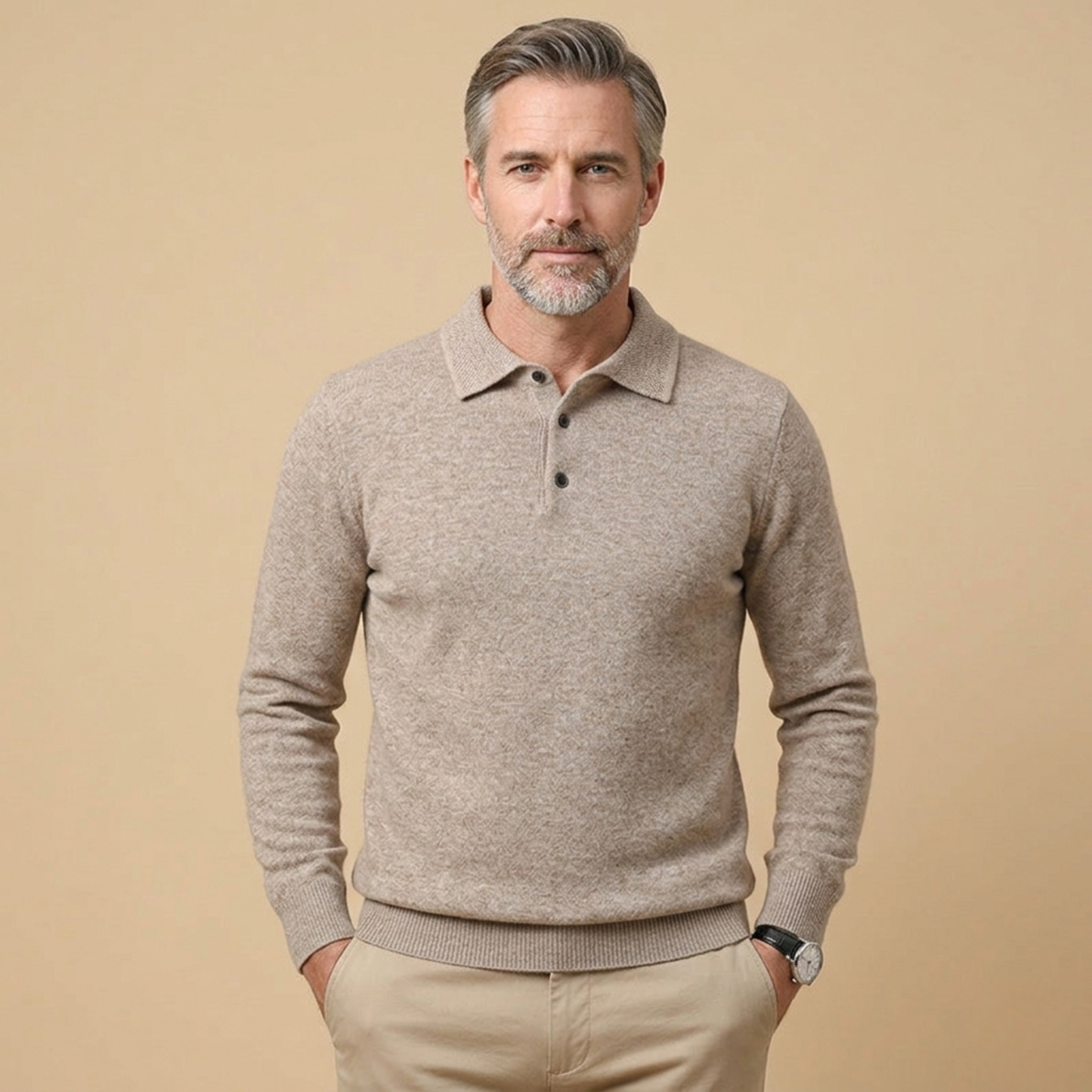 Mannen Poloshirt Lange Mouwen Stijlvol Klassiek