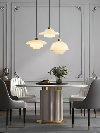 Glazen Hanglamp met Gelaagd Design – Melkwit Matglas voor Eetkamer en Woonkamer