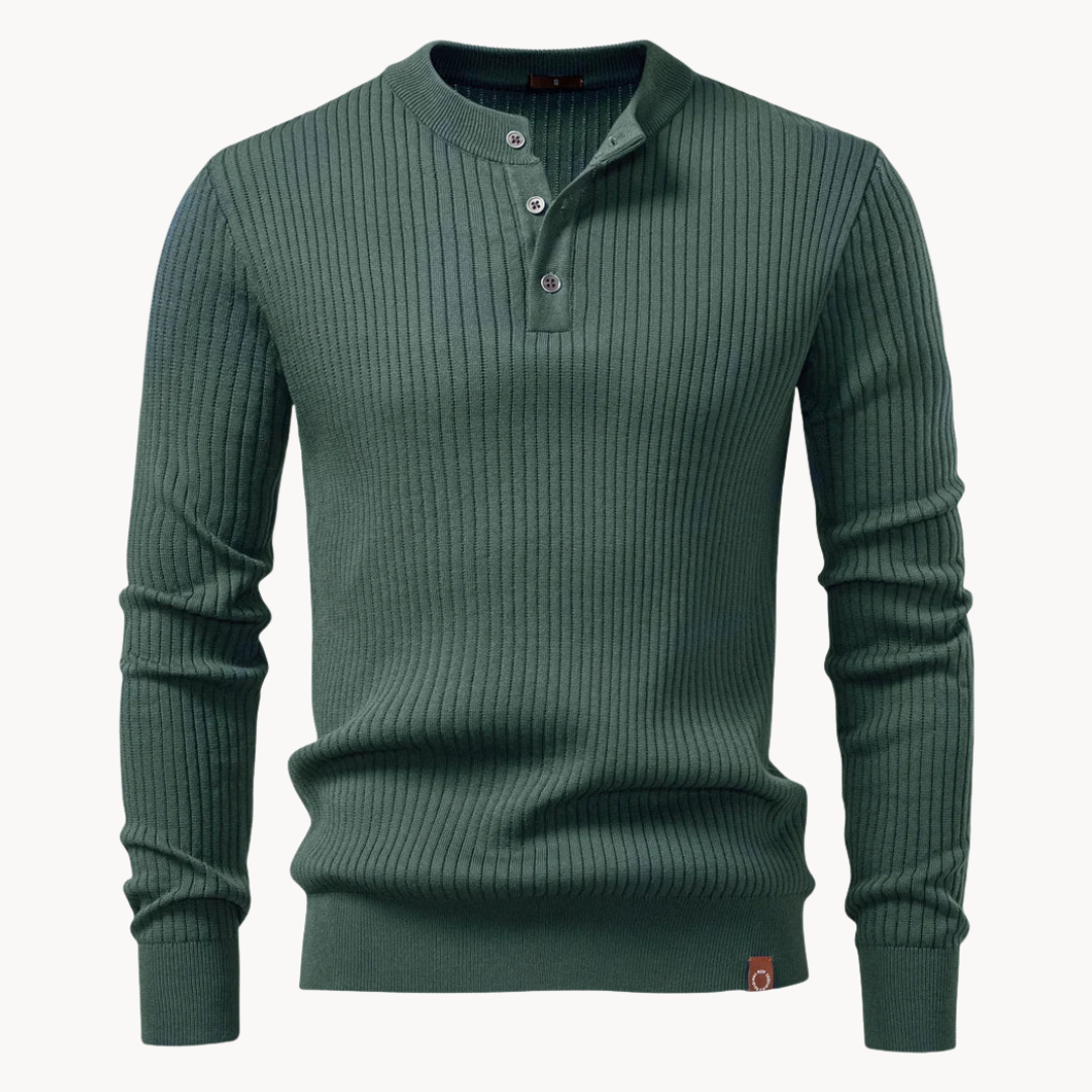 Ribgebreide Henley Trui Comfortabel en Verfijnd - StudioMarella