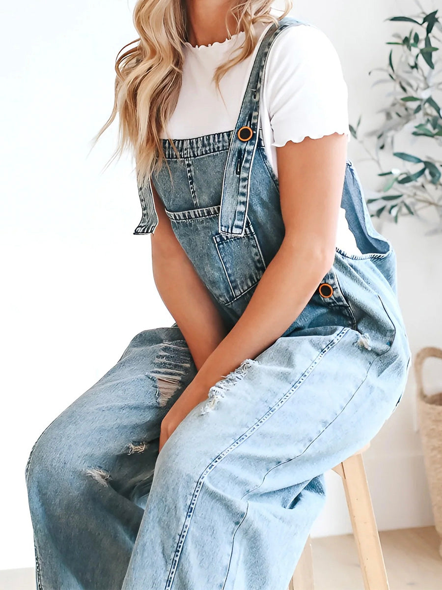 Dames Zomerbroek Denim Tuinbroek Los Zittend