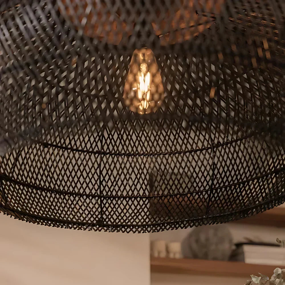 Rotan Hanglamp Boho Natuur Ø40 Ø50 Ø60 Zwart Of Naturel LED