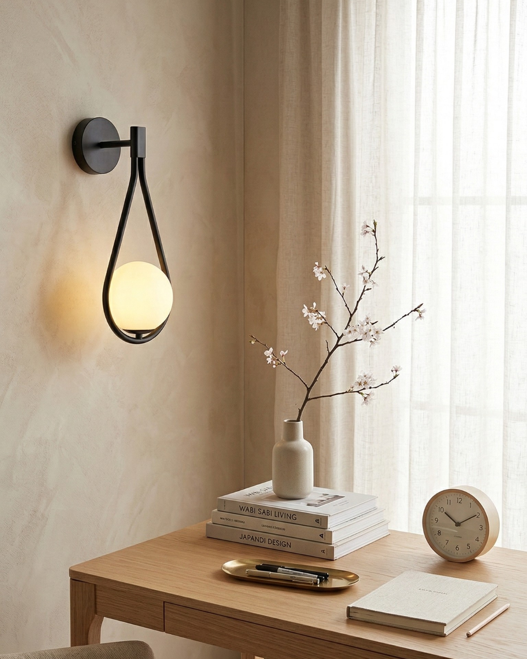 Nordische Wandlamp met Glazen Bol — Minimalistische Verlichting voor Scandinavische Interieurs