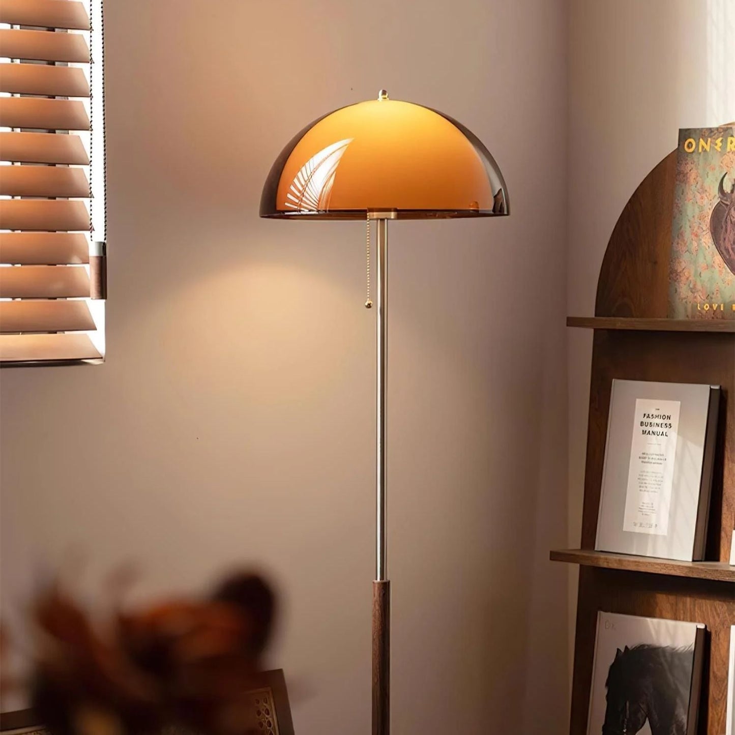 Tavino vloerlamp hout metaal amber woonkamer leeslamp retro design sfeerverlichting moderne staande lamp