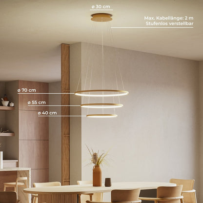LED Hanglamp Ringen 70-55-40cm Dimbaar Aluminium Design
