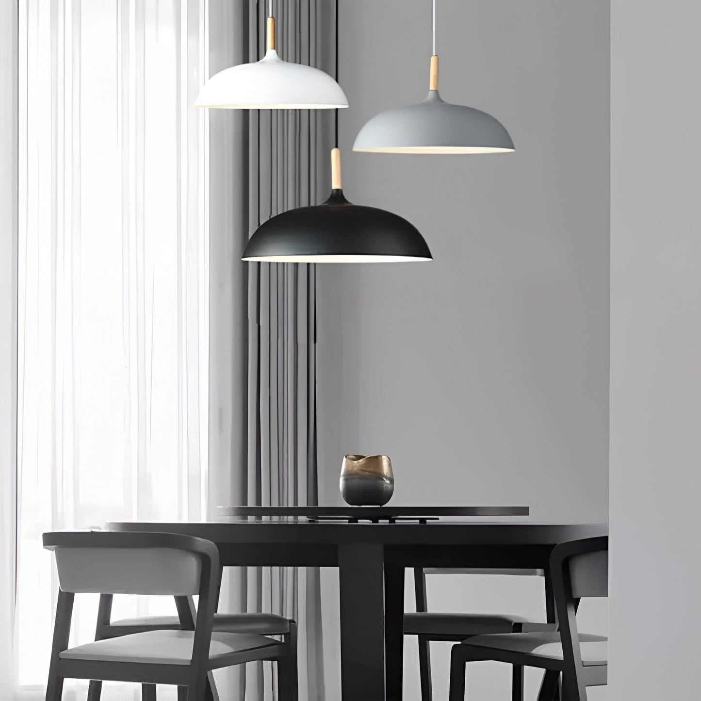 Hanglamp Hout IJzer Scandinavisch Japandi Rond E27 Ø35 Ø60 Eetkamer Keuken