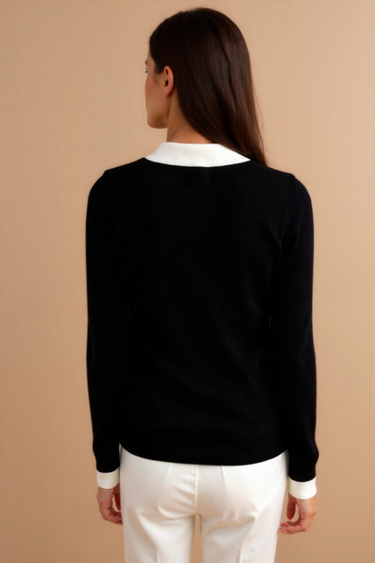 Heren Poloshirt Langarm Contrasterende Kraag Klassiek Design