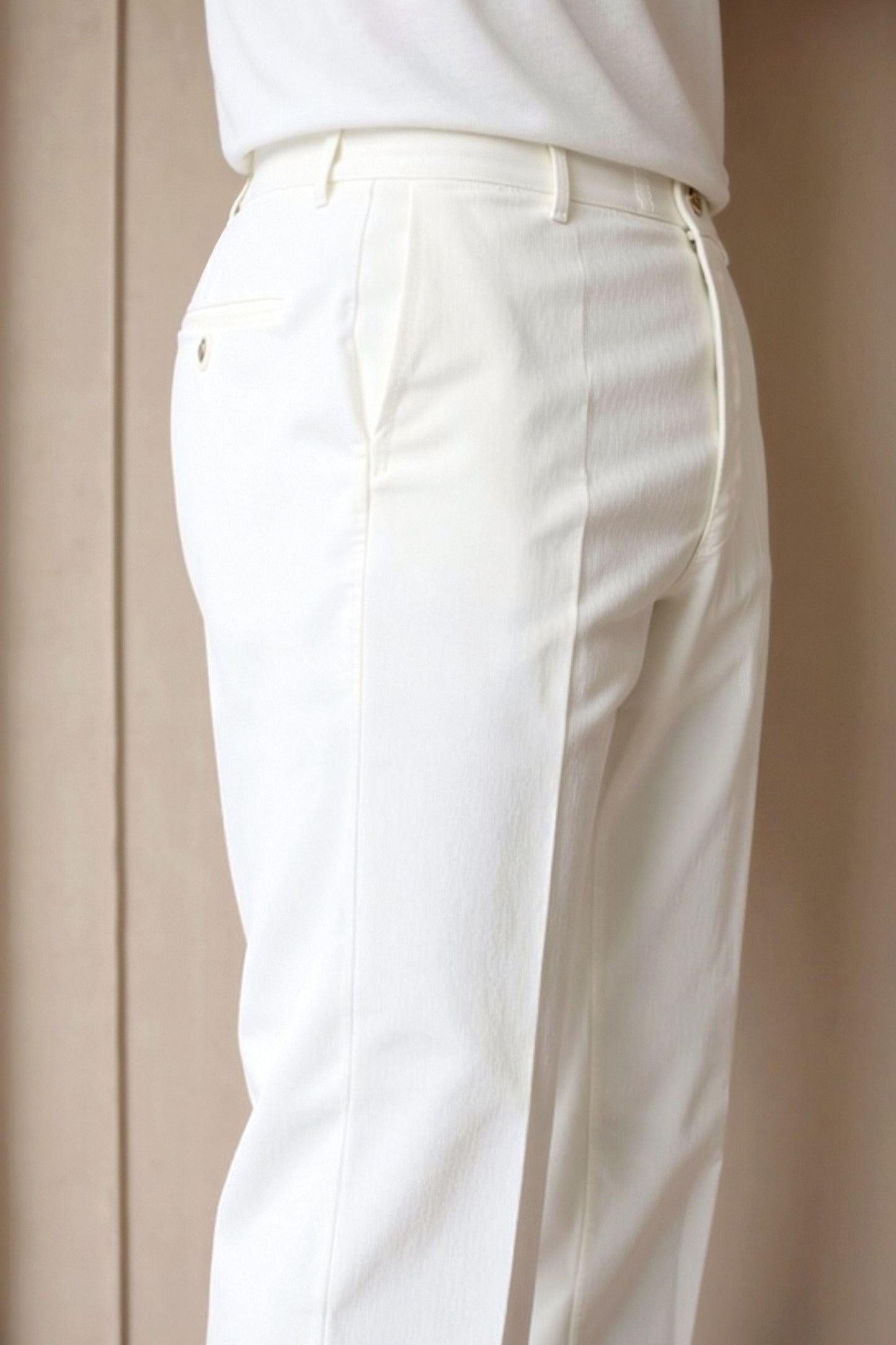 Witte Chino Broek Heren Slim Fit Moderne Stijl
