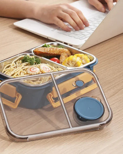 Geïsoleerde Lunchbox met Compartimenten - Warmhoudbakje voor Onderweg Groen Rood Blauw 2 of 3 Vakken - Premium Maaltijdcontainer Werk School Picknick