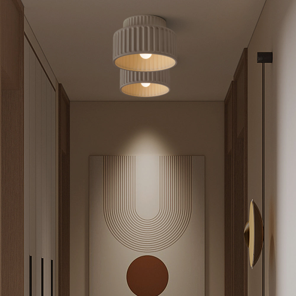 Plafondlamp Geribbeld Resin E27 Wit Compact Modern Interieur Woonkamer Keuken Slaapkamer Retro Design Plafonnière