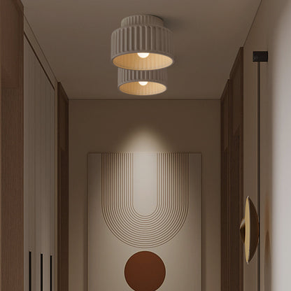 Plafondlamp Geribbeld Resin E27 Wit Compact Modern Interieur Woonkamer Keuken Slaapkamer Retro Design Plafonnière