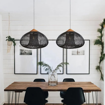 Elegant Handmade Rattan Japandi Pendant Light