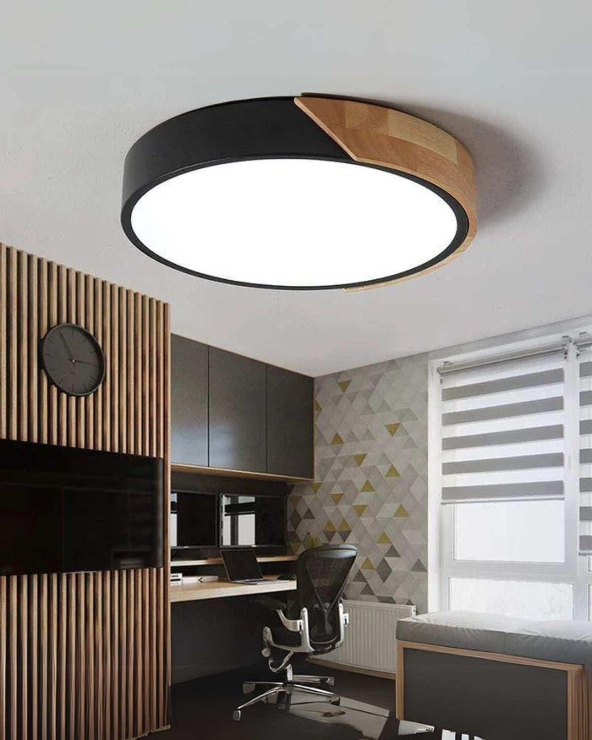 Moderne ronde plafondlamp met houtaccent en LED verlichting – minimalistische designlamp in 23 30 40 50 en 60 cm